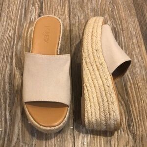 J. Crew Women's Platform Espadrille Cream Slide Sandals Size 7
